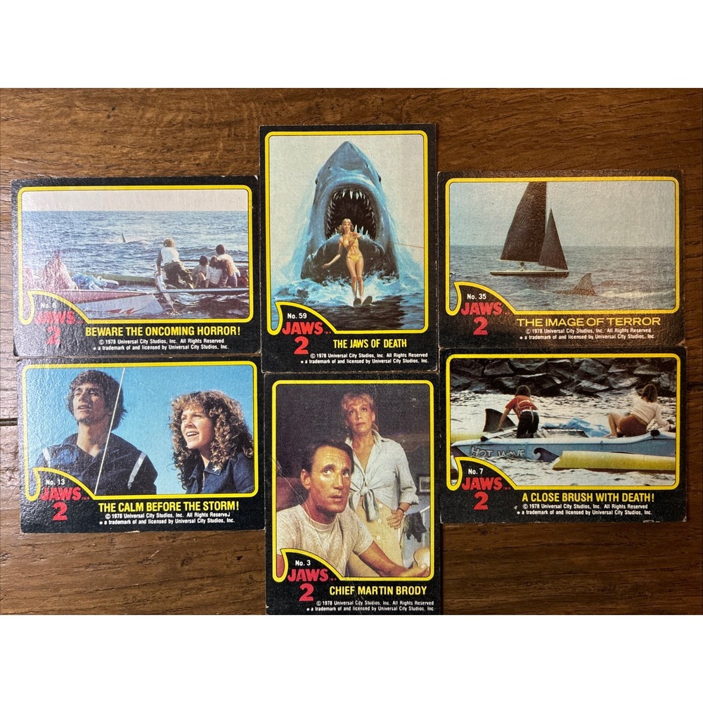 1978 JAWS 2 Vintage Trading Card Lot Of 6 Universal City studios